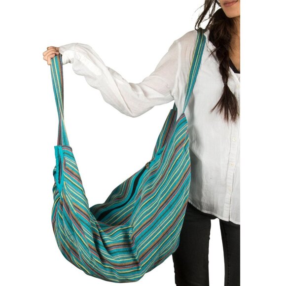 Tribe Azure Fair Trade Women's Banana Hobo Handmade Jacquard Tote Bag Boho - Picture 1 of 11